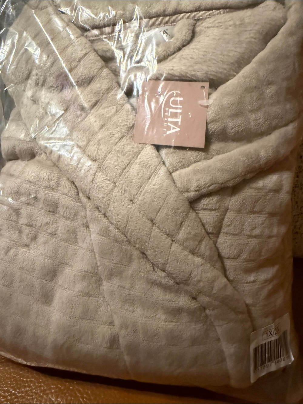 Ulta Beauty Quilted Plush Robe in Taupe Beige